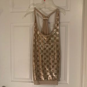 Gold sequin racer back